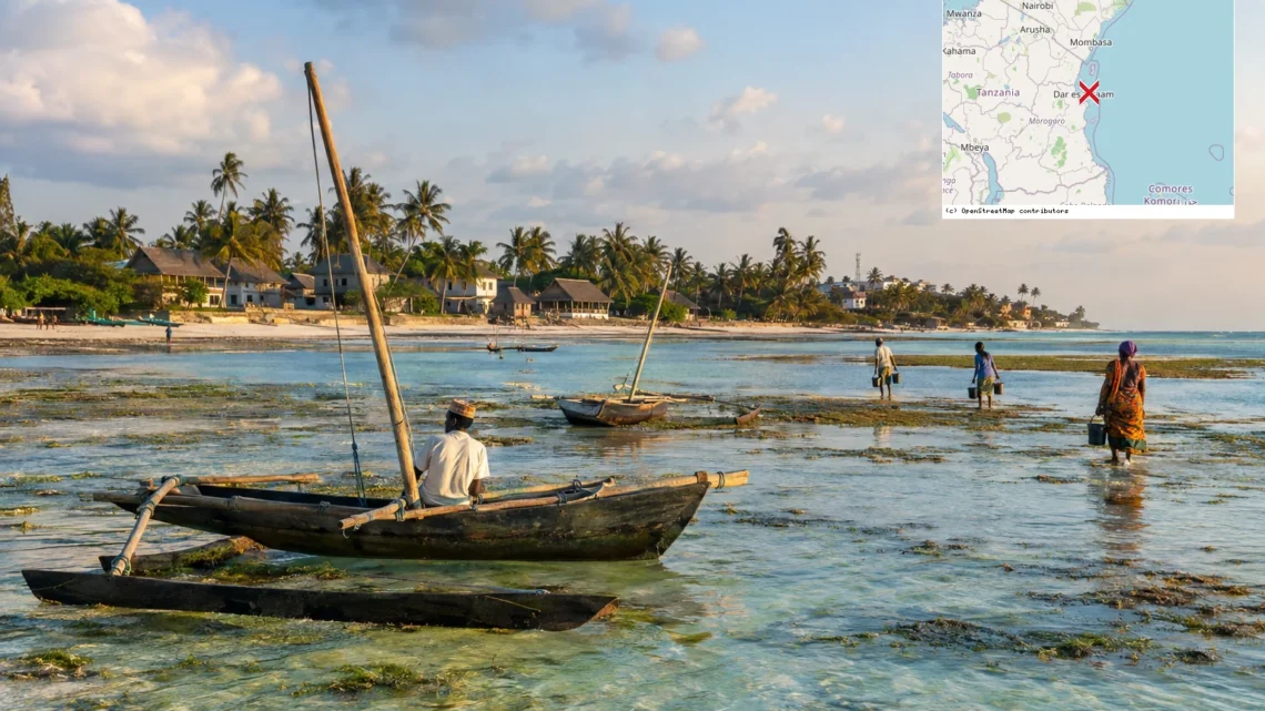 Reiseziel mit Lagekarte in Jambiani, Afrika