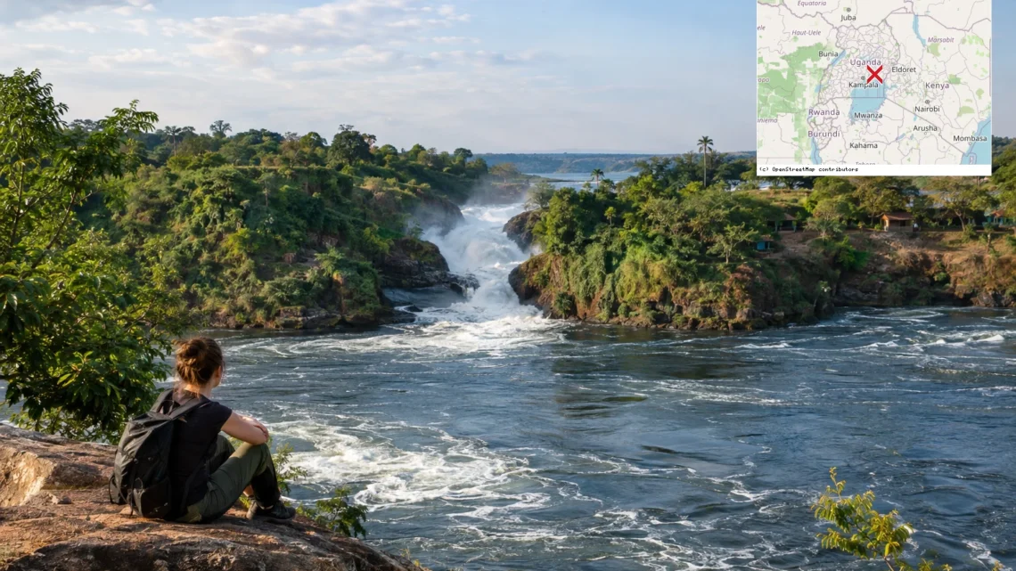 Reiseziel mit Lagekarte in Jinja, Afrika