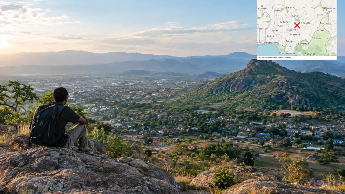 Reiseziel mit Lagekarte in Jos, Afrika