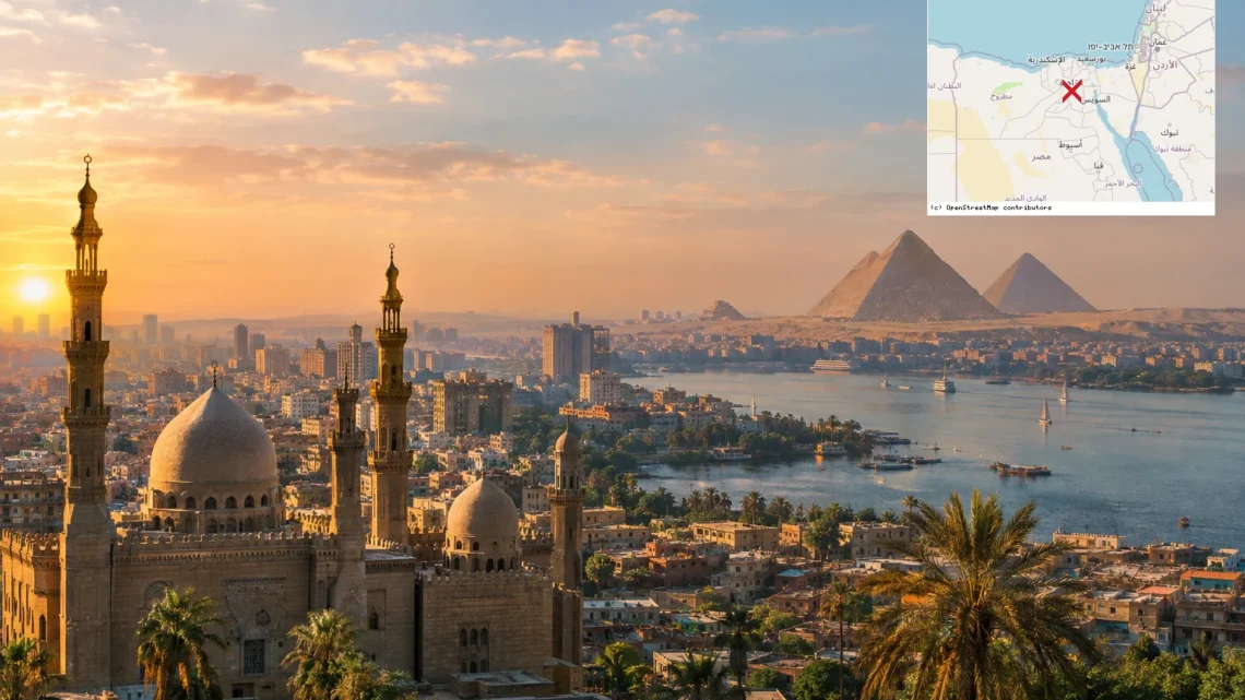Reiseziel mit Lagekarte in Kairo, Afrika