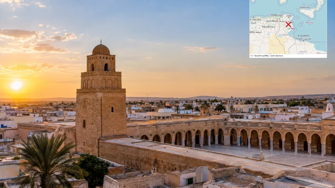 Reiseziel mit Lagekarte in Kairouan, Afrika