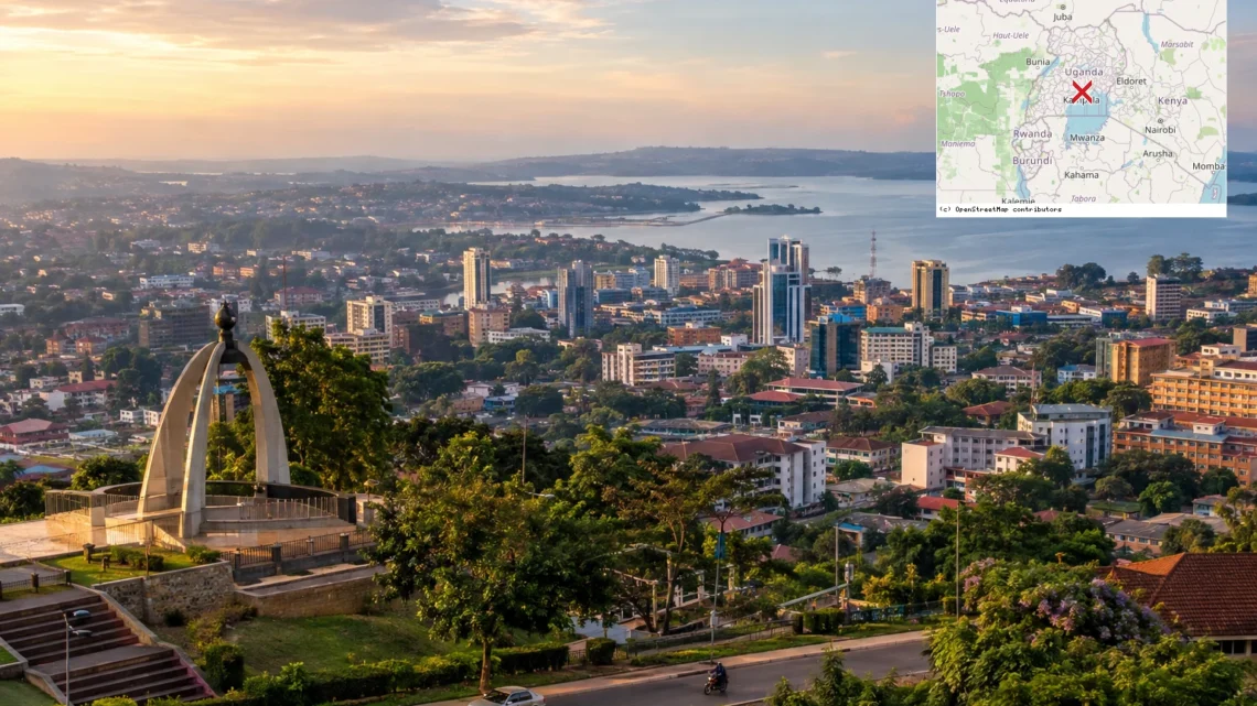 Reiseziel mit Lagekarte in Kampala, Afrika