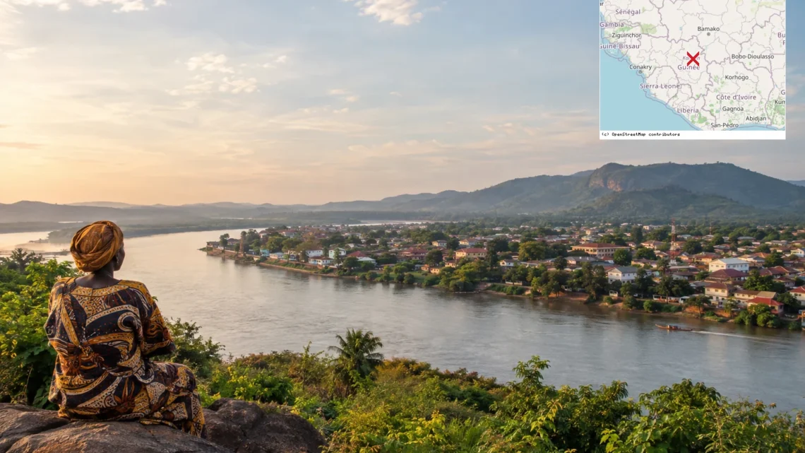 Reiseziel mit Lagekarte in Kankan, Afrika