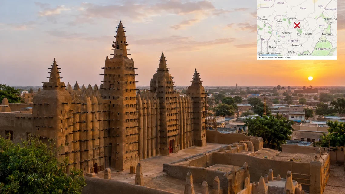 Reiseziel mit Lagekarte in Kano, Afrika
