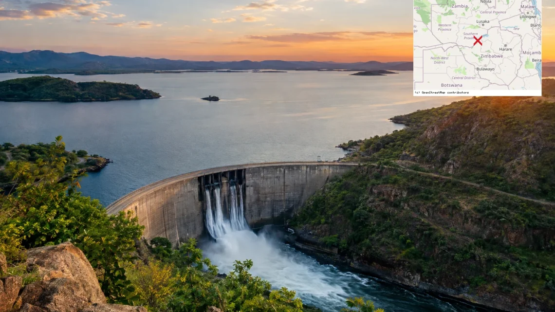 Reiseziel mit Lagekarte in Kariba, Afrika