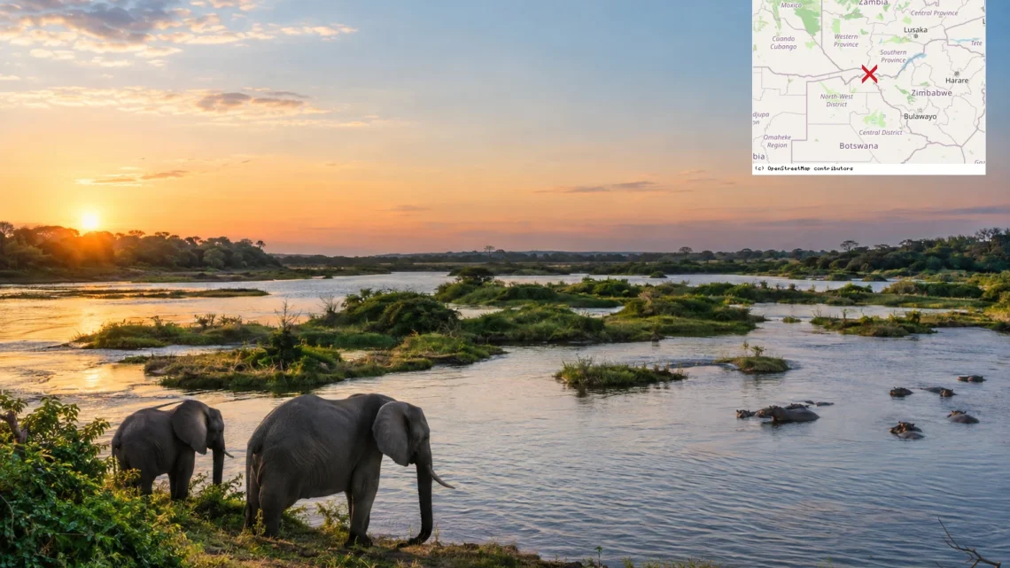 Reiseziel mit Lagekarte in Kasane, Afrika