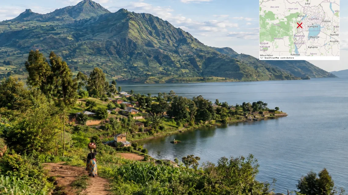 Reiseziel mit Lagekarte in Kasese, Afrika