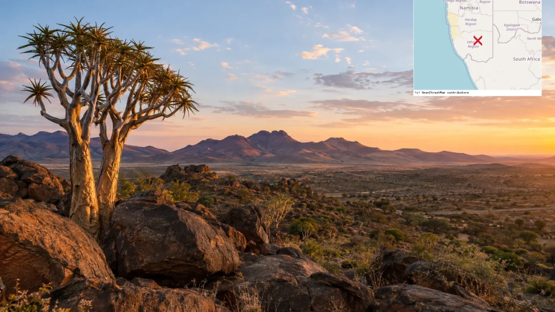 Reiseziel mit Lagekarte in Keetmanshoop, Afrika