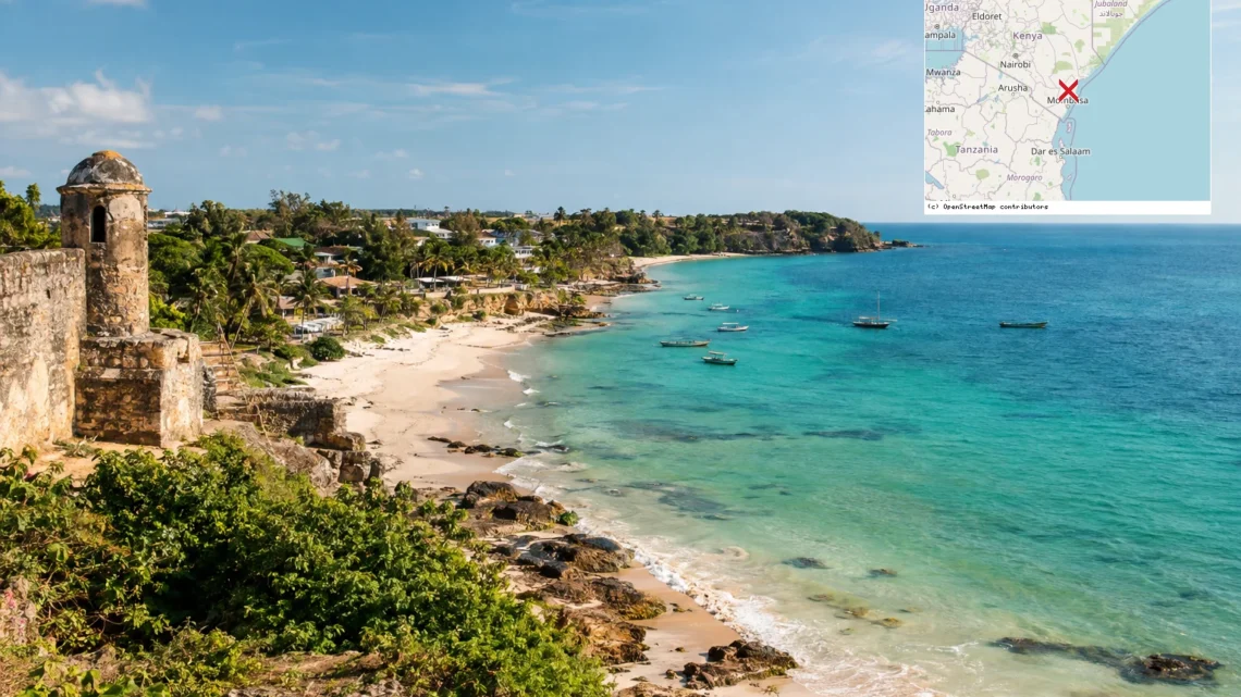 Reiseziel mit Lagekarte in Kilifi, Afrika
