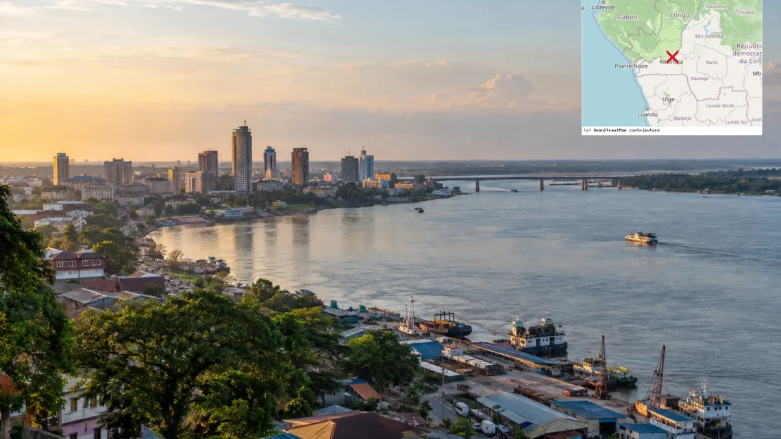 Reiseziel mit Lagekarte in Kinshasa, Afrika