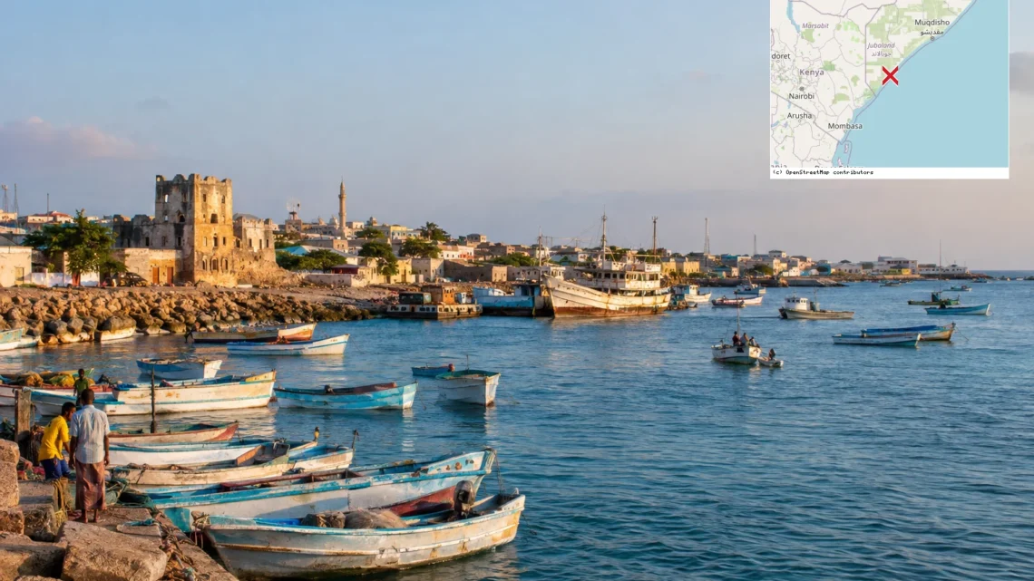 Reiseziel mit Lagekarte in Kismayo, Afrika