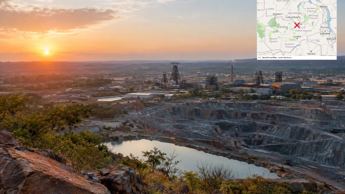 Reiseziel mit Lagekarte in Kitwe, Afrika