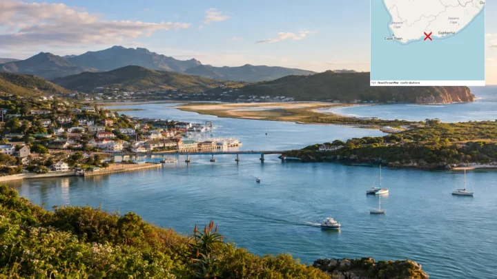 Reiseziel mit Lagekarte in Knysna, Afrika