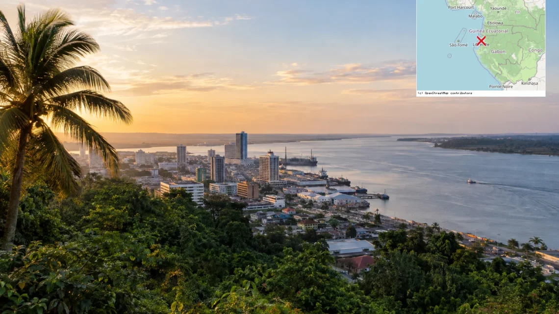 Reiseziel mit Lagekarte in Libreville, Afrika