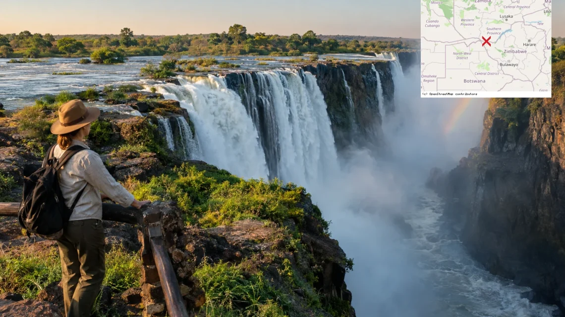 Reiseziel mit Lagekarte in Livingstone, Afrika