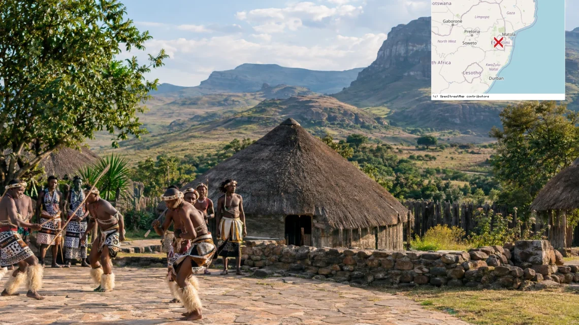 Reiseziel mit Lagekarte in Lobamba, Afrika