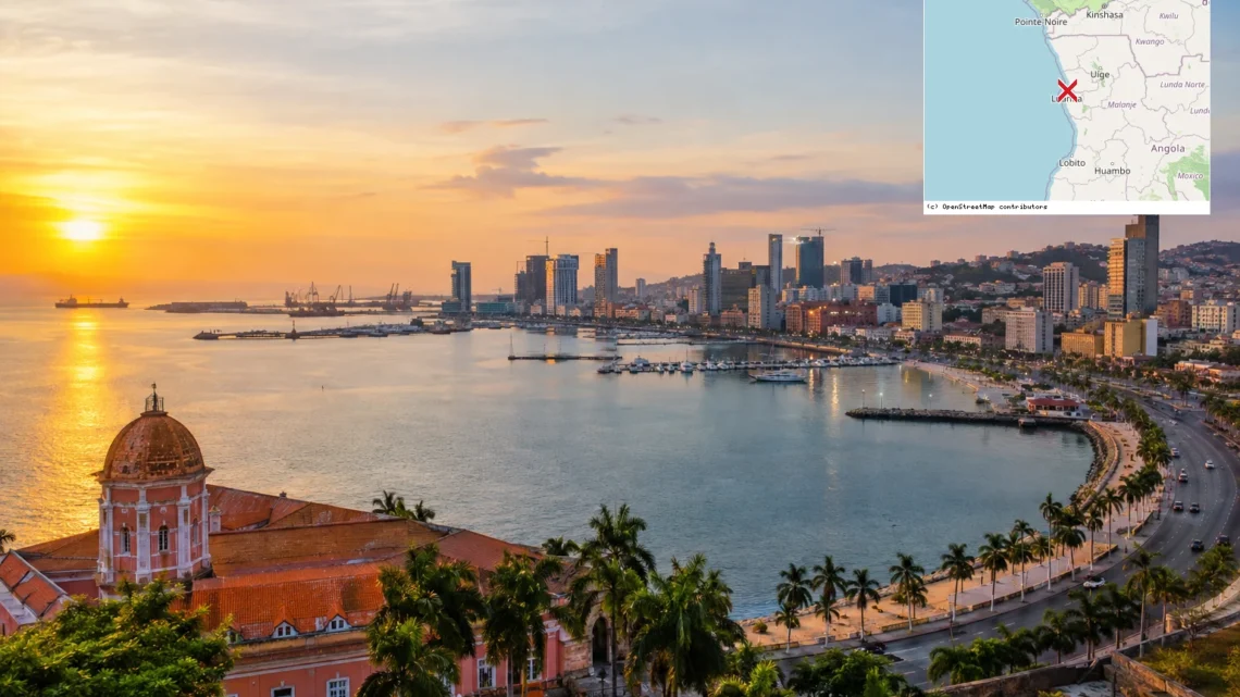 Reiseziel mit Lagekarte in Luanda, Afrika