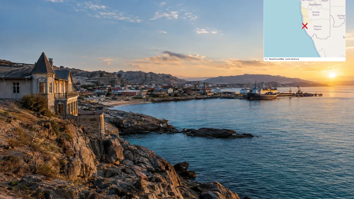 Reiseziel mit Lagekarte in Lüderitz, Afrika