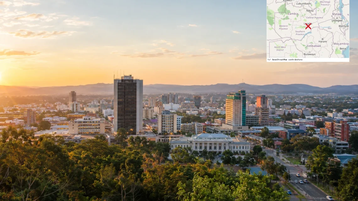 Reiseziel mit Lagekarte in Lusaka, Afrika