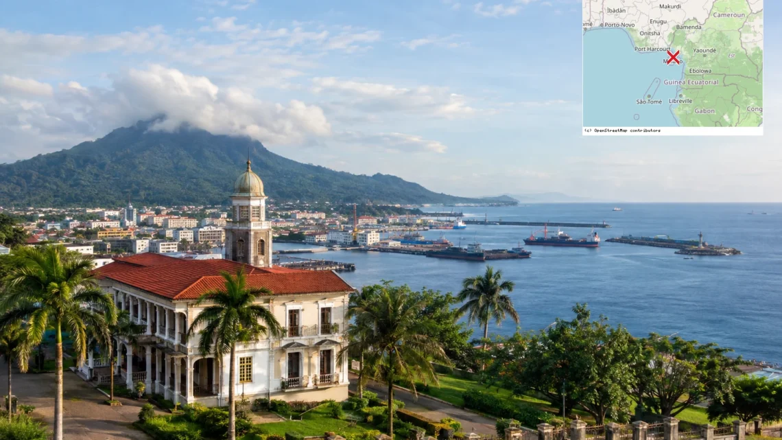 Reiseziel mit Lagekarte in Malabo, Afrika