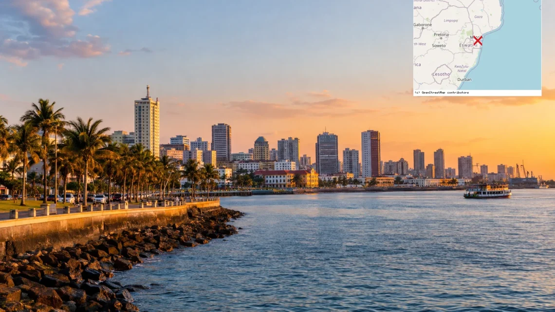 Reiseziel mit Lagekarte in Maputo, Afrika