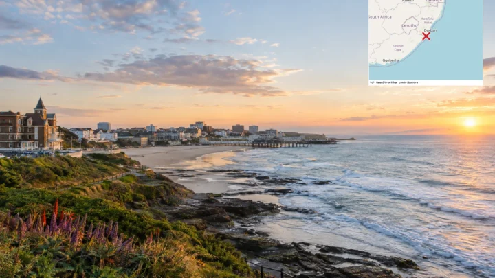 Reiseziel mit Lagekarte in Margate, Afrika