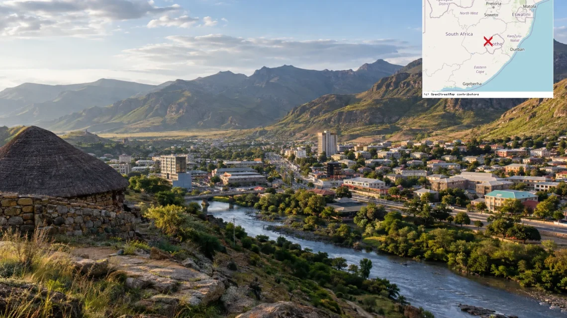 Reiseziel mit Lagekarte in Maseru, Afrika