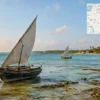 Reiseziel mit Lagekarte in Matemwe, Afrika
