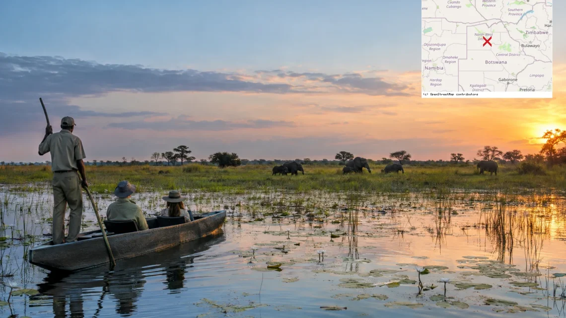 Reiseziel mit Lagekarte in Maun, Afrika