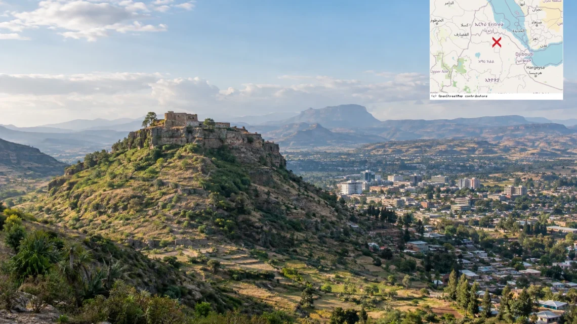 Reiseziel mit Lagekarte in Mekele, Afrika