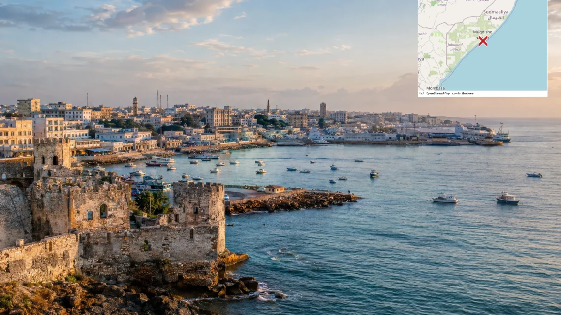 Reiseziel mit Lagekarte in Mogadischu, Afrika