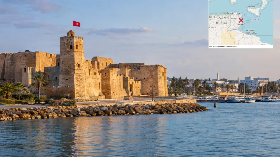 Reiseziel mit Lagekarte in Monastir, Afrika
