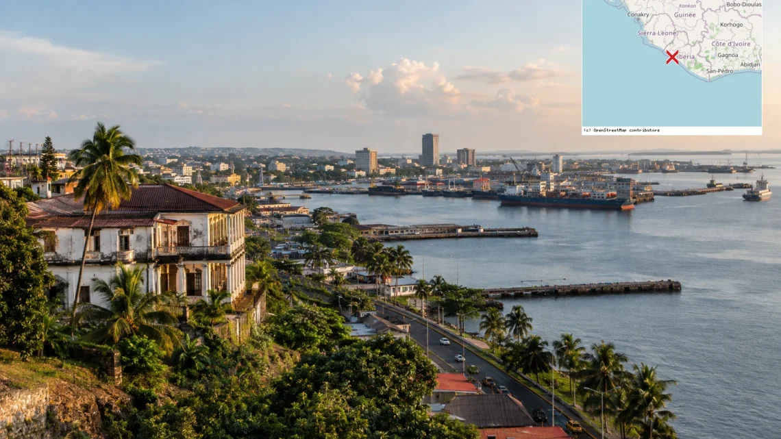 Reiseziel mit Lagekarte in Monrovia, Afrika