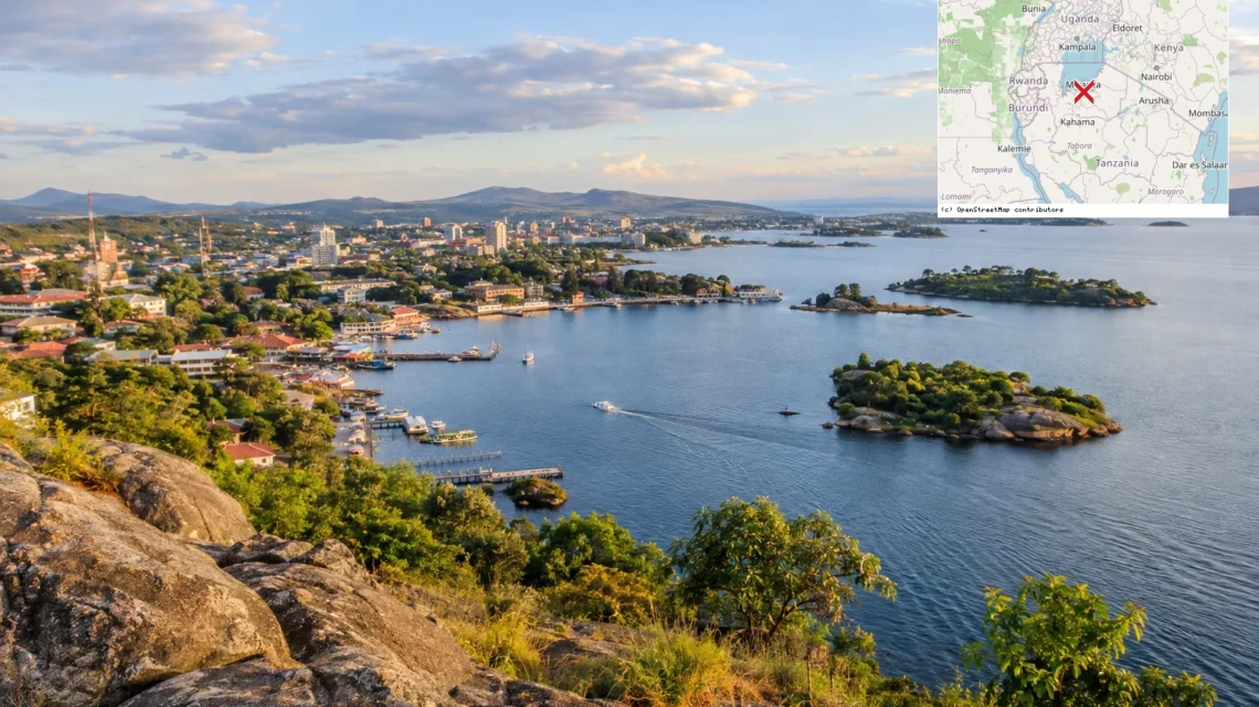 Reiseziel mit Lagekarte in Mwanza, Afrika