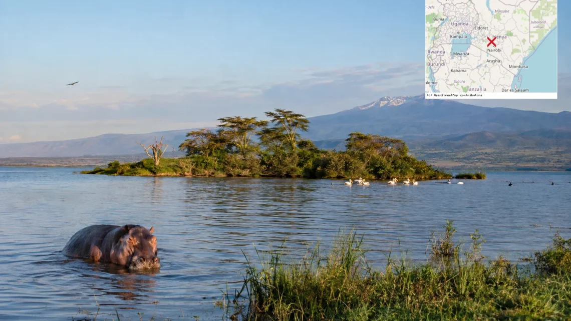 Reiseziel mit Lagekarte in Naivasha, Afrika
