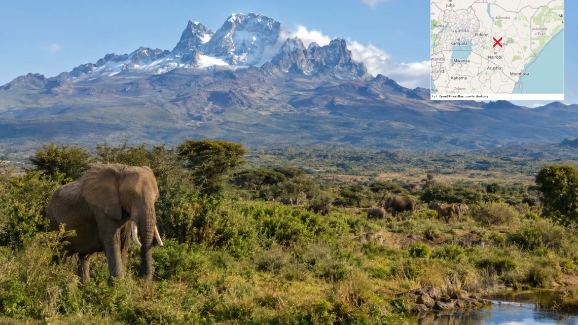 Reiseziel mit Lagekarte in Nanyuki, Afrika