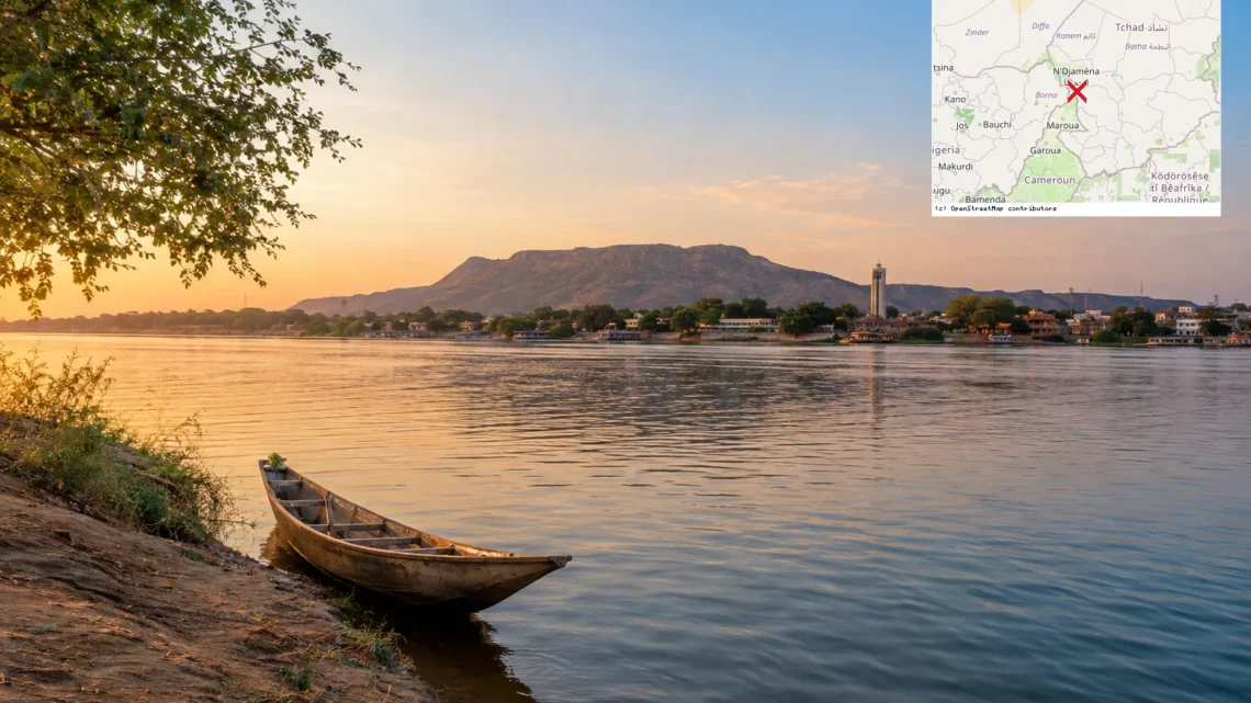 Reiseziel mit Lagekarte in N'Djamena, Afrika