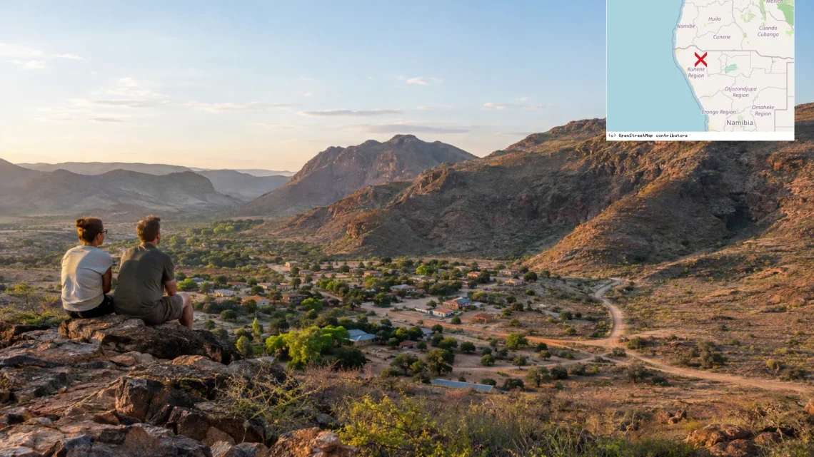 Reiseziel mit Lagekarte in Opuwo, Afrika