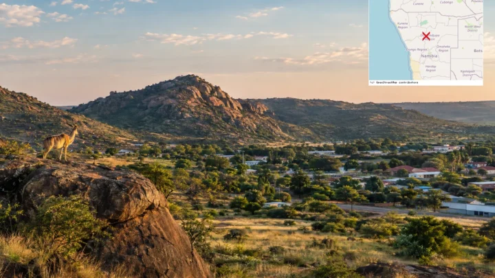 Reiseziel mit Lagekarte in Otjiwarongo, Afrika