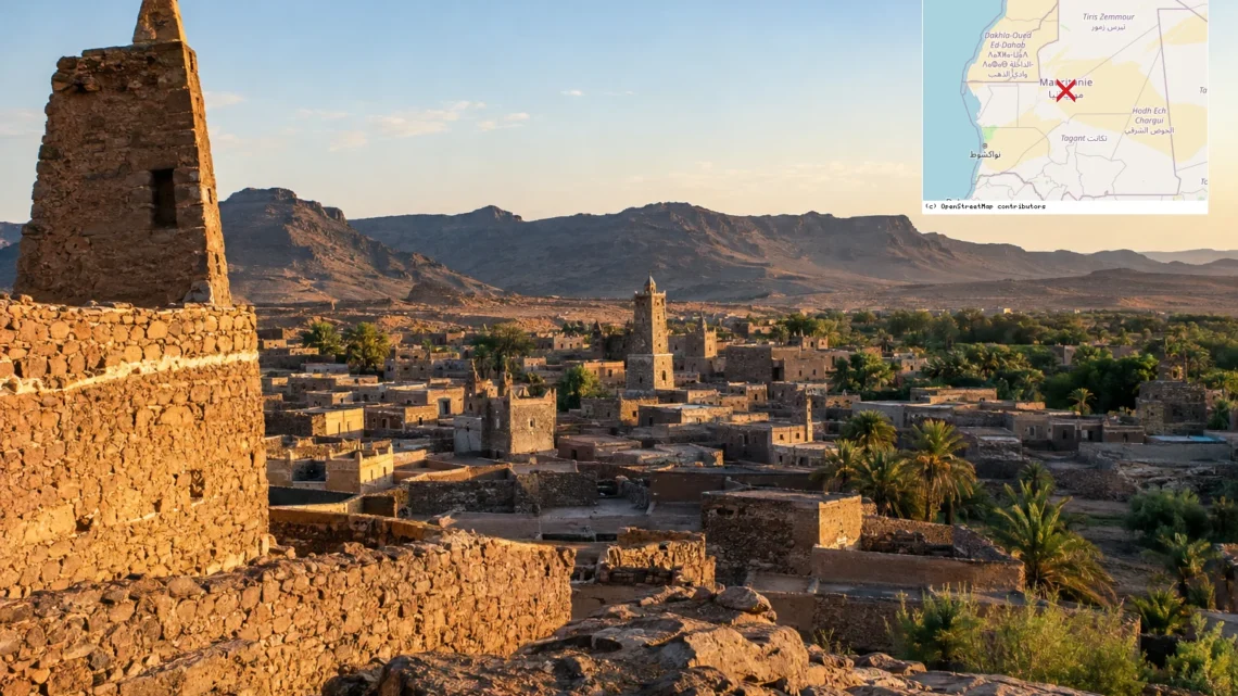 Reiseziel mit Lagekarte in Ouadane, Afrika