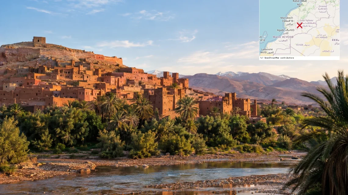 Reiseziel mit Lagekarte in Ouarzazate, Afrika