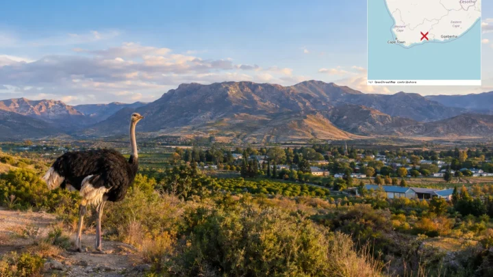 Reiseziel mit Lagekarte in Oudtshoorn, Afrika