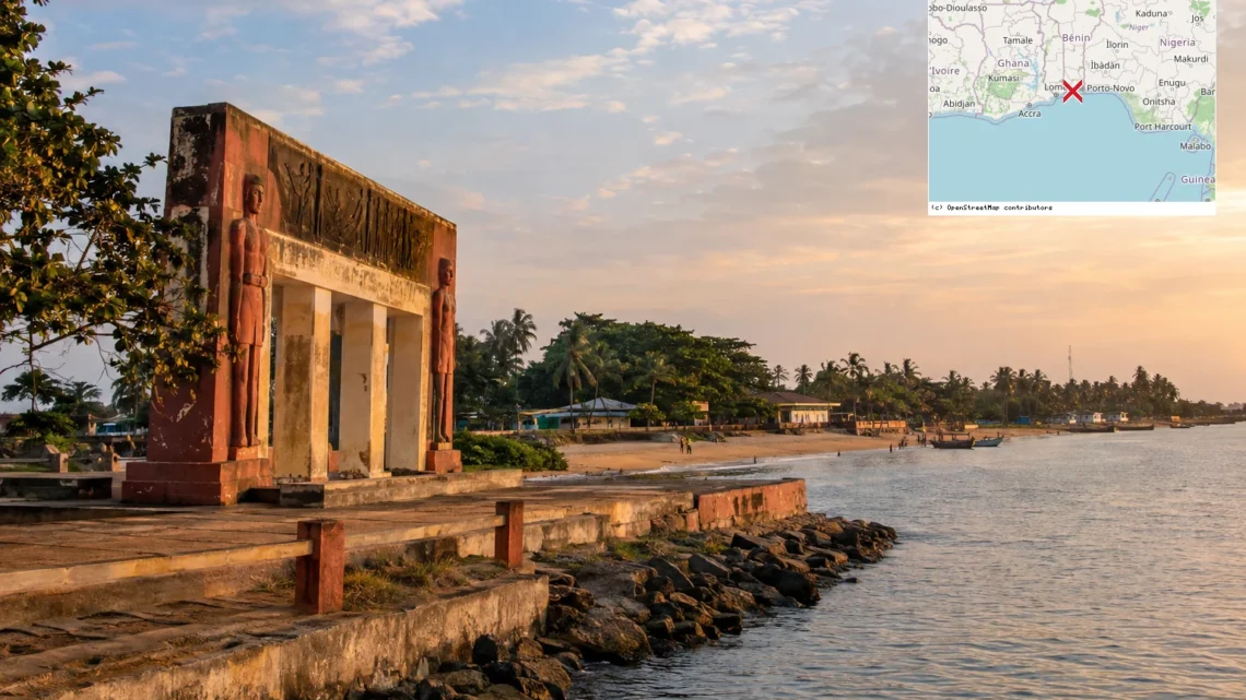 Reiseziel mit Lagekarte in Ouidah, Afrika