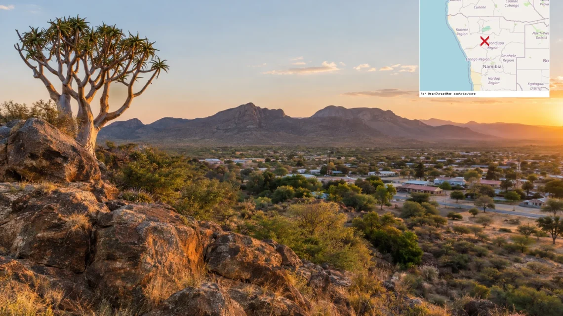 Reiseziel mit Lagekarte in Outjo, Afrika