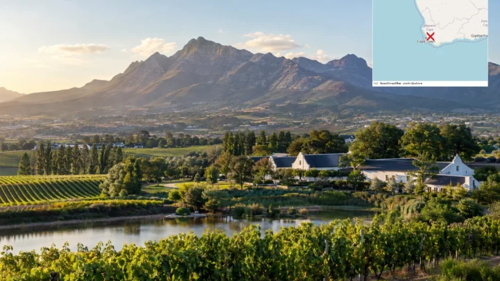 Reiseziel mit Lagekarte in Paarl, Afrika