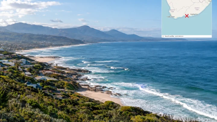 Reiseziel mit Lagekarte in Plettenberg Bay, Afrika