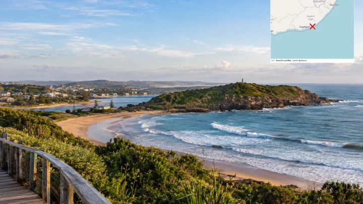 Reiseziel mit Lagekarte in Port Alfred, Afrika