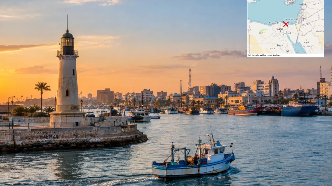 Reiseziel mit Lagekarte in Port Said, Afrika