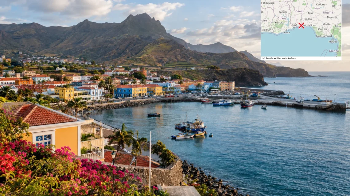 Reiseziel mit Lagekarte in Porto Novo, Afrika