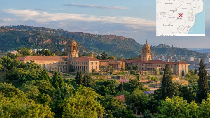 Reiseziel mit Lagekarte in Pretoria, Afrika